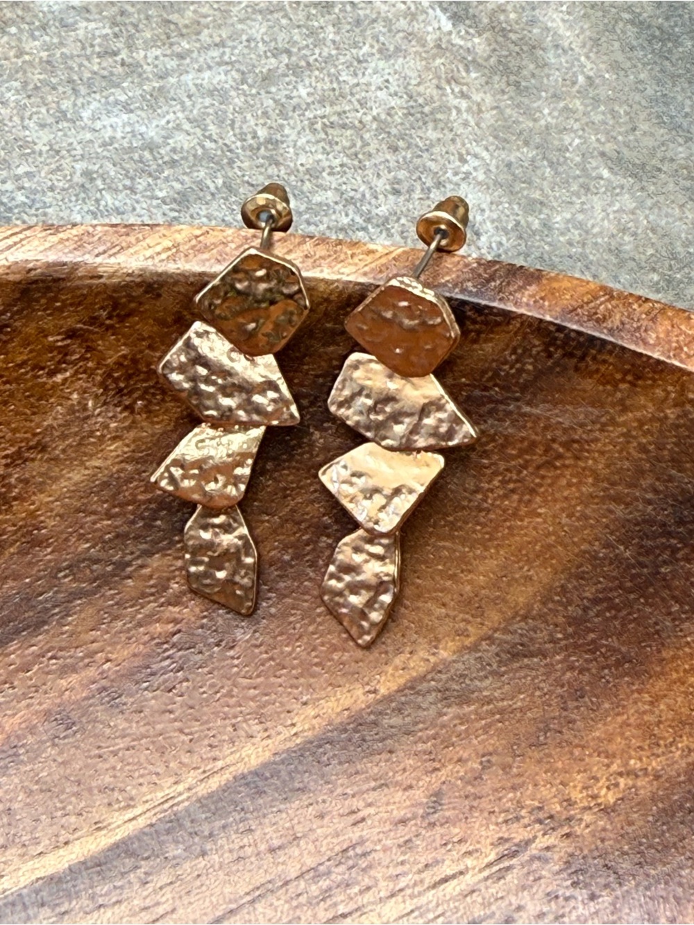 Gold hammered Drop Dangle Earrings - Women Jewelry